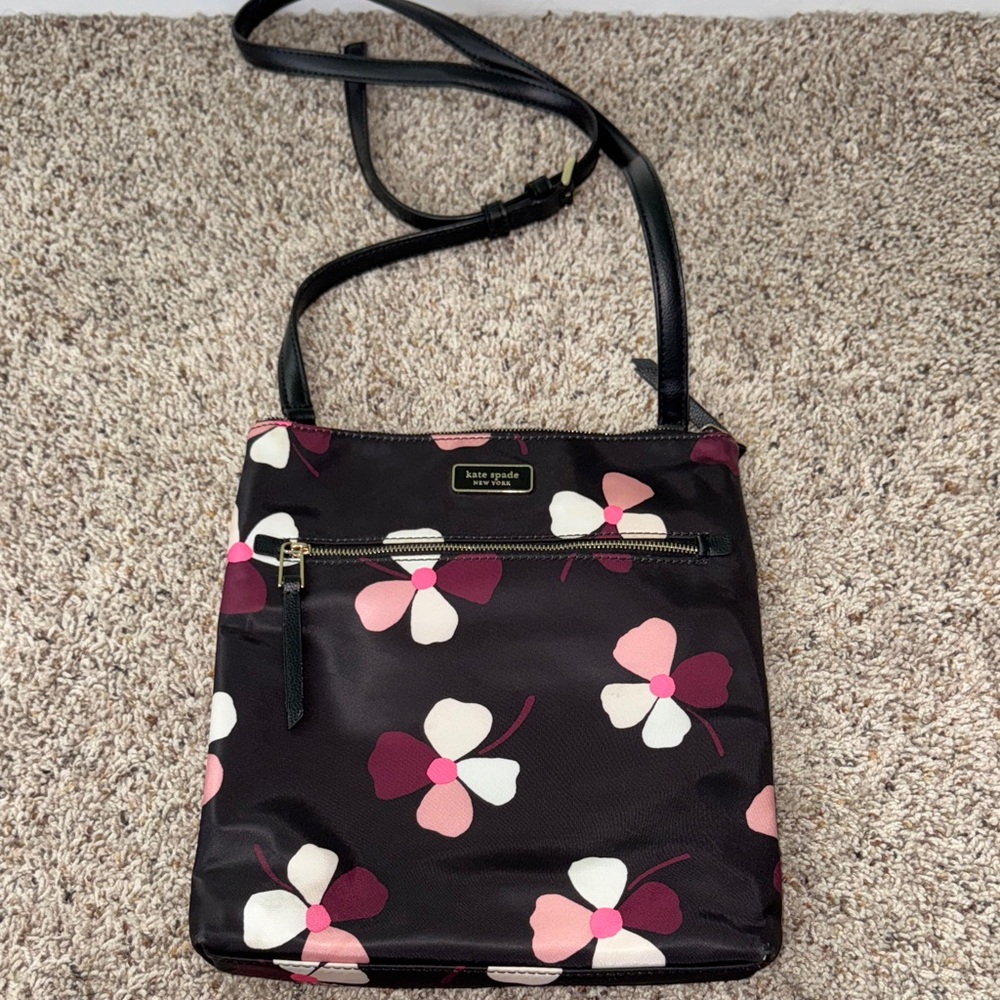 Kate Spade Black and Pink Floral Crossbody Bag